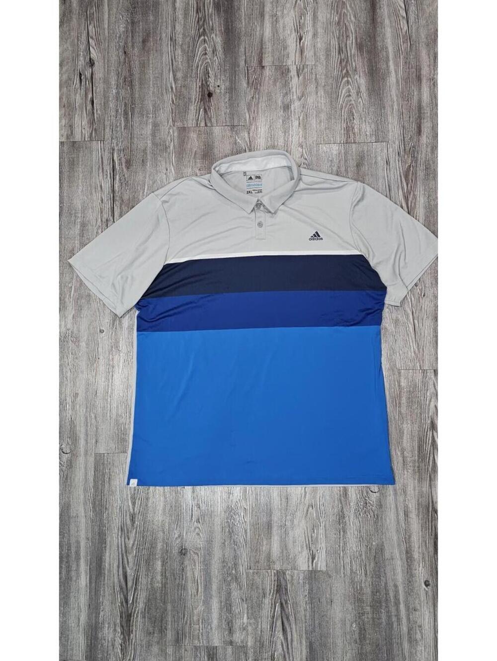 Adidas ClimaCool Polo Shirt Size 2XL Gray Blue Athletic